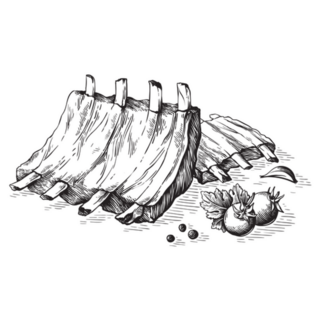 Hand Drawn Pork Fried Ribs BBQ Illustration Sticker