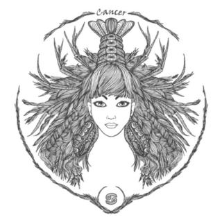Hand Drawn Portrait Of A Beautiful Cancer Woman Sticker