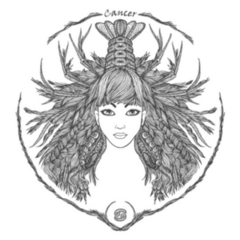 Hand Drawn Portrait Of A Beautiful Cancer Woman Sticker