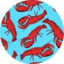 Hand Drawn Red Cooked Boiled Lobster Pattern In Blue Sticker