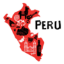 Hand Drawn Red Map Of Peru Landmarks Sticker