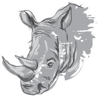 Hand Drawn Rhino Portrait Sticker