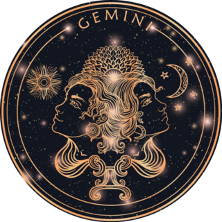 Hand Drawn Romantic Filigree Gemini Line Art Sticker