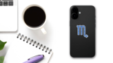 Hand Drawn Scorpio Zodiac Sign Ornate Sticker on a Phone (New) example