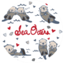 Hand Drawn Sea Otters Love Sticker