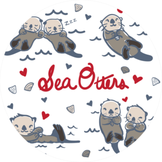 Hand Drawn Sea Otters Love Sticker