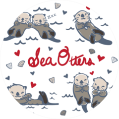 Hand Drawn Sea Otters Love Sticker