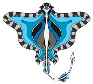 Hand Drawn Sea Stingray With Gray Sticker