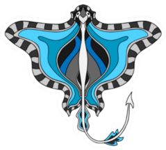 Hand Drawn Sea Stingray With Gray Sticker