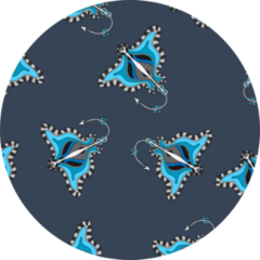 Hand Drawn Sea Stingrays With Blue Sticker