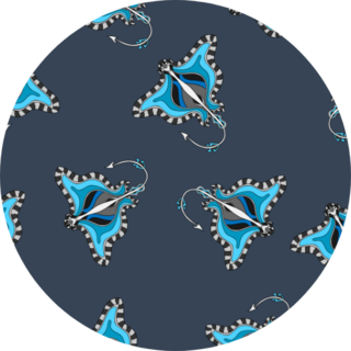 Hand Drawn Sea Stingrays With Blue Sticker