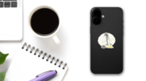 Hand Drawn Seahorse With Watercolor Texture Sticker on a Phone (New) example