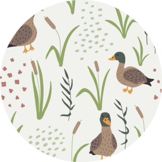 Hand Drawn Seamless Pattern With Ducks And Grass Sticker