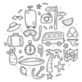 Hand Drawn Set Of Travel Summer Icons Sticker