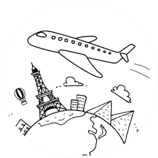 Hand Drawn Sight Seeing Airplane Doodle Sticker