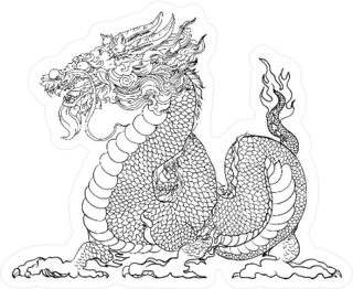 Hand Drawn Silhouette Dragon Sticker