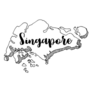 Hand Drawn Singapore Map Sticker