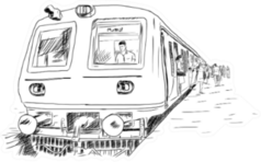 Hand Drawn Sketch Commute By Train In Mumbai, India Sticker