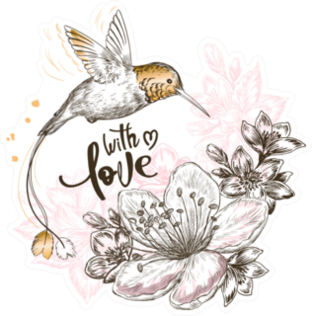 Hand Drawn Sketch Illustration With Cute Hummingbird Bird Sticker