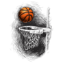 Hand Drawn Sketch of Basketball Basket Shot Sticker