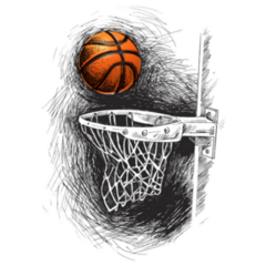 Hand Drawn Sketch of Basketball Basket Shot Sticker