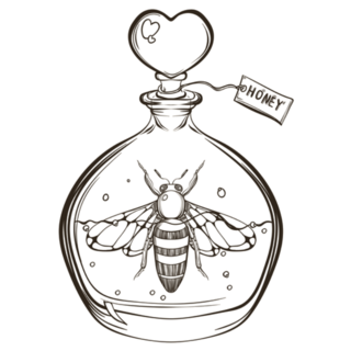 Hand Drawn Sketch Of Bee In A Bottle Sticker