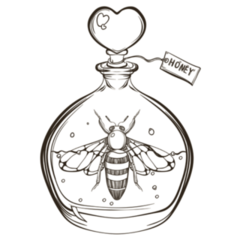 Hand Drawn Sketch Of Bee In A Bottle Sticker