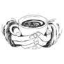 Hand Drawn Sketch Of Hands Holding A Cup Of Tea Sticker
