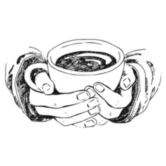 Hand Drawn Sketch Of Hands Holding A Cup Of Tea Sticker