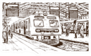 Hand Drawn Sketch Of Mumbai Local Train Sticker