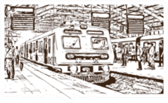 Hand Drawn Sketch Of Mumbai Local Train Sticker