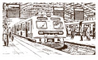 Hand Drawn Sketch Of Mumbai Local Train Sticker
