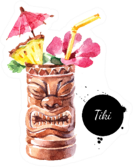 Hand Drawn Sketch Watercolor Cocktail Tiki Mug Sticker