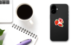 Hand-drawn Strawberries Sticker on a Phone (New) example