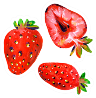 Hand-drawn Strawberries Sticker