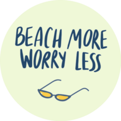 Hand Drawn Summer Quote Beach More, Worry Less Sticker
