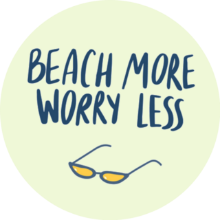Hand Drawn Summer Quote Beach More, Worry Less Sticker