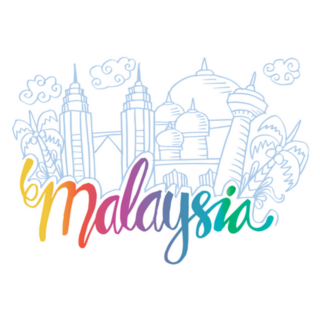 Hand Drawn Symbols Of Malaysia Rainbow Lettering Sticker