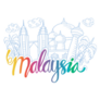 Hand Drawn Symbols Of Malaysia Rainbow Lettering Sticker