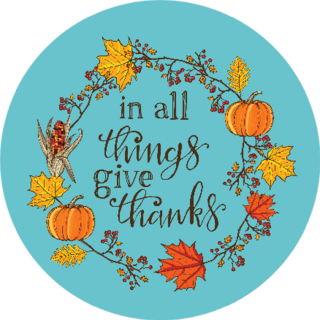 Hand Drawn Thanksgiving Quote In All Things Give Thanks Sticker