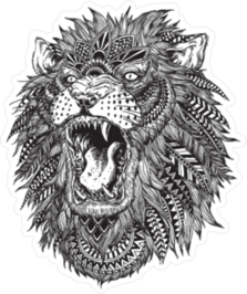 Hand Drawn Tribal Lion Sticker