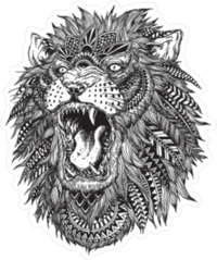 Hand Drawn Tribal Lion Sticker
