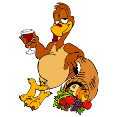 Hand Drawn Turkey & Horn Of Plenty Sticker