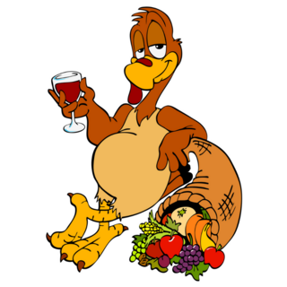 Hand Drawn Turkey & Horn Of Plenty Sticker