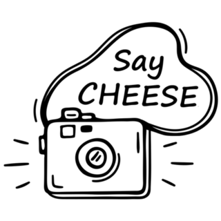 Hand Drawn Сute Camera Say Cheese Sticker