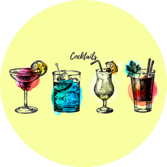 Hand Drawn Vintage Cocktails Set Colorful Sticker 