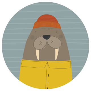 Hand Drawn Walrus Loves Sea Sticker