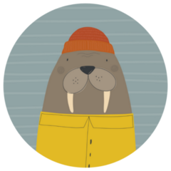 Hand Drawn Walrus Loves Sea Sticker