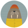 Hand Drawn Walrus Loves Sea Sticker