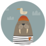 Hand Drawn Walrus With Bird Buddy Sticker